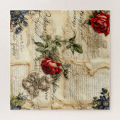 Liebe des Vintagen Dokuments mit Blume (9) Puzzle (Horizontal)