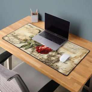 Liebe des Vintagen Dokuments mit Blume (9) Schreibtischunterlage