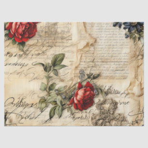 Liebe des Vintagen Dokuments mit Blume (9) Seidenpapier