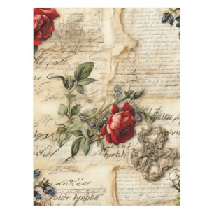 Liebe des Vintagen Dokuments mit Blume (9) Tischdecke