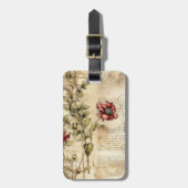 Liebe des Vintagen Pergaments mit Blume (1) Gepäckanhänger (Vorderseite vertikal)