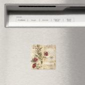 Liebe des Vintagen Pergaments mit Blume (1) Magnet (In Situ (Geschirrspüler))