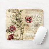 Liebe des Vintagen Pergaments mit Blume (1) Mousepad (Mit Mouse)