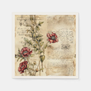 Liebe des Vintagen Pergaments mit Blume (1) Serviette