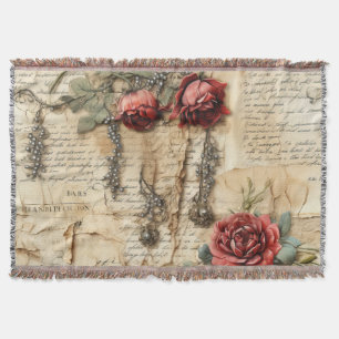 Liebe des Vintagen Pergaments mit Blume (4) Decke