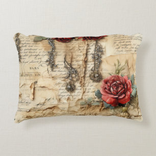 Liebe des Vintagen Pergaments mit Blume (4) Dekokissen