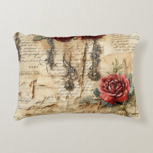Liebe des Vintagen Pergaments mit Blume (4) Dekokissen (Vorderseite)