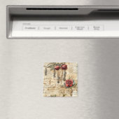 Liebe des Vintagen Pergaments mit Blume (4) Magnet (In Situ (Geschirrspüler))
