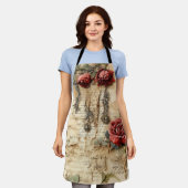 Liebe des Vintagen Pergaments mit Blume (4) Schürze (Getragen)