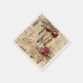 Liebe des Vintagen Pergaments mit Blume (4) Serviette (Ecke)