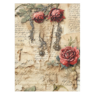 Liebe des Vintagen Pergaments mit Blume (4) Tischdecke