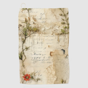 Liebe des Vintagen Pergaments mit Blume (6) Golfhandtuch