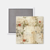 Liebe des Vintagen Pergaments mit Blume (6) Magnet (Vorderseite/Rückseite)