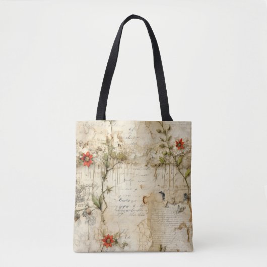 Liebe des Vintagen Pergaments mit Blume (6) Tasche (Vorderseite)