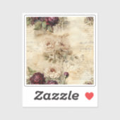 Liebe des Vintagen Pergaments mit Blume (7) Aufkleber (Blatt)
