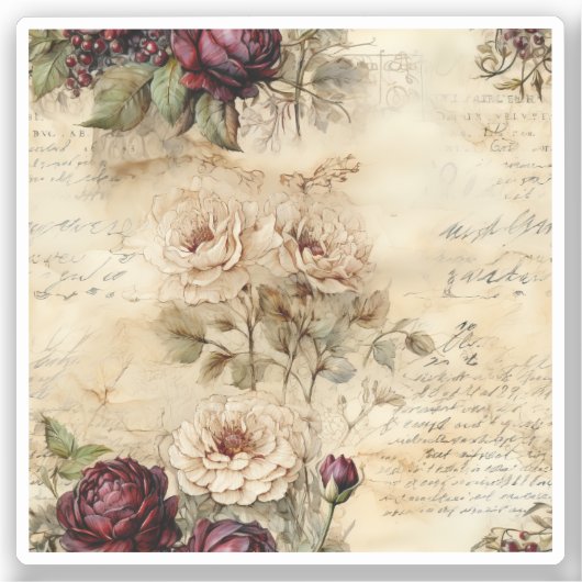 Liebe des Vintagen Pergaments mit Blume (7) Aufkleber (Vorderseite)