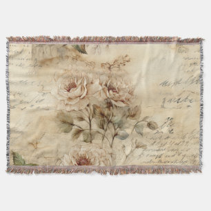 Liebe des Vintagen Pergaments mit Blume (7) Decke