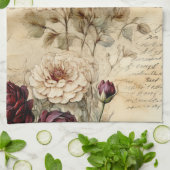 Liebe des Vintagen Pergaments mit Blume (7) Geschirrtuch (Gefaltet)
