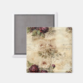 Liebe des Vintagen Pergaments mit Blume (7) Magnet (Vorderseite/Rückseite)