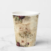 Liebe des Vintagen Pergaments mit Blume (7) Pappbecher (Rückseite)