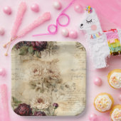 Liebe des Vintagen Pergaments mit Blume (7) Pappteller (Party)