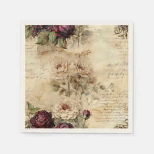 Liebe des Vintagen Pergaments mit Blume (7) Serviette