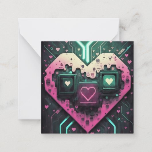 Liebe Design mit pixelhaftem Herz Mitteilungskarte (Vorderseite)