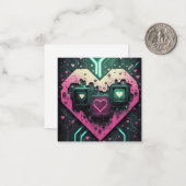 Liebe Design mit pixelhaftem Herz Mitteilungskarte (Vorderseite/Rückseite Beispiel)