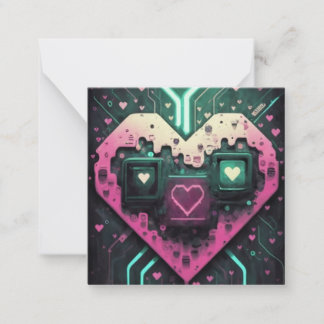 Liebe Design mit pixelhaftem Herz Mitteilungskarte
