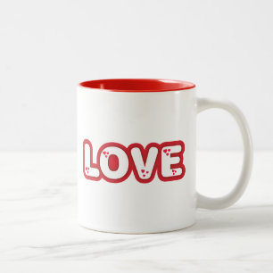 "Liebe"-Design, rote, abgerundete Buchstaben mit H Zweifarbige Tasse