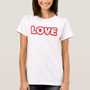 "Liebe"-Design, rote abgerundete Buchstaben mit He T-Shirt