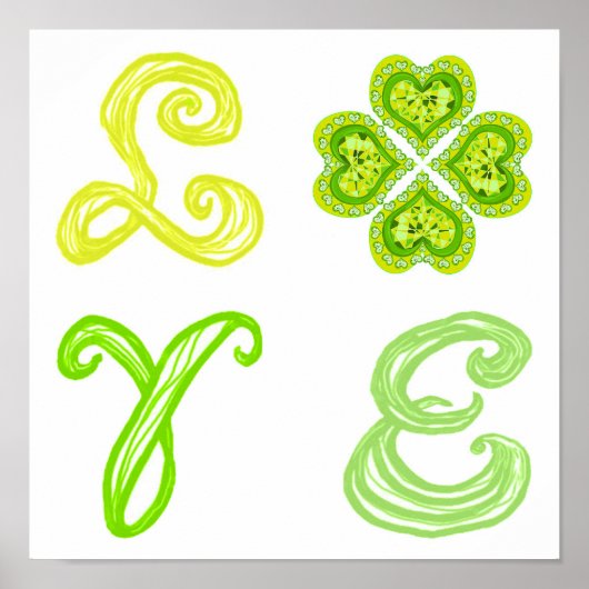 LIEBE Diamond Clover St. Patrick's Day Stoff Schri Poster (Vorne)