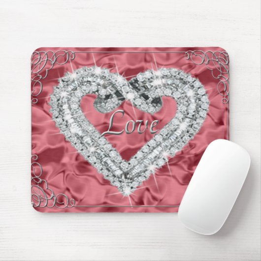 Liebe Diamond Heart Red Mouse Pad Mousepad (Mit Mouse)