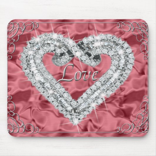 Liebe Diamond Heart Red Mouse Pad Mousepad (Vorne)