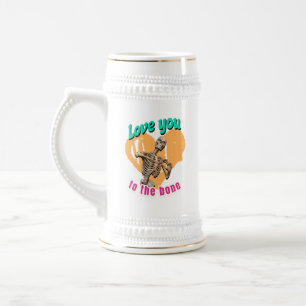 Liebe dich bis auf die Knochen Skelett Humor Bierglas