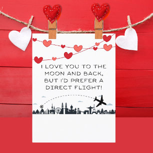 Liebe dich bis zum Mond Aber... Lustiger Valentins Feiertagspostkarte
