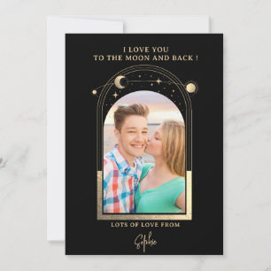 Liebe dich bis zum Mond Foto Himmelskörper Schwarz Feiertagskarte