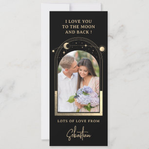 Liebe dich bis zum Mond Foto Himmelsschwarz Gold Feiertagskarte