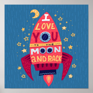 Liebe dich bis zum Mond Raketenposter Poster