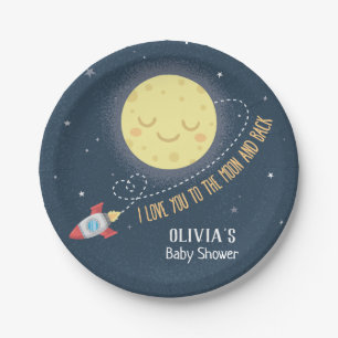 Liebe dich bis zum Mond und zurück Baby Shower Tel Pappteller