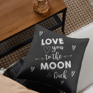 Liebe dich bis zum Mond und zurück Herz Schwarz We Kissen