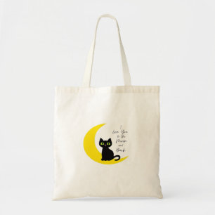 Liebe dich bis zum Mond und zurück Schwarze Katze Tragetasche