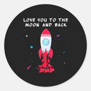 Liebe dich bis zum Mond und zurück Shirt Valentins Runder Aufkleber