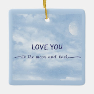 Liebe dich bis zum Mond und zurück Texturierter Mo Keramikornament