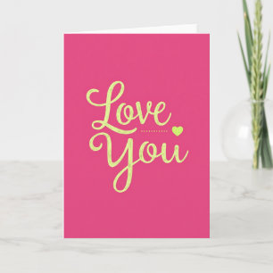 Liebe dich, fett gedruckte Fuchsia-Kunstkarte Karte