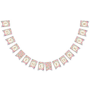 Liebe dich für immer Hochzeit Rosa Sagegrün Wimpelkette
