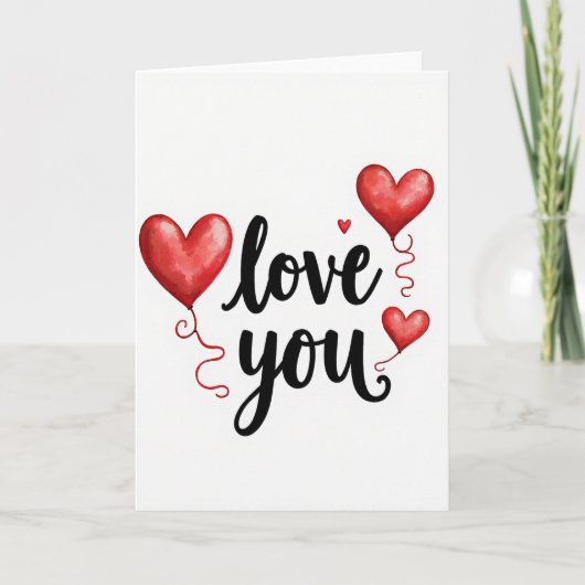 Liebe dich Herzballons Karte (Vorderseite)