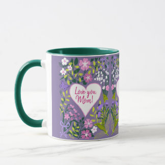 Liebe dich Mama botanisches süßes Herz Tasse