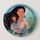 Liebe dich mehr Mutter mit Kindern Knopf Button (Vorderseite)