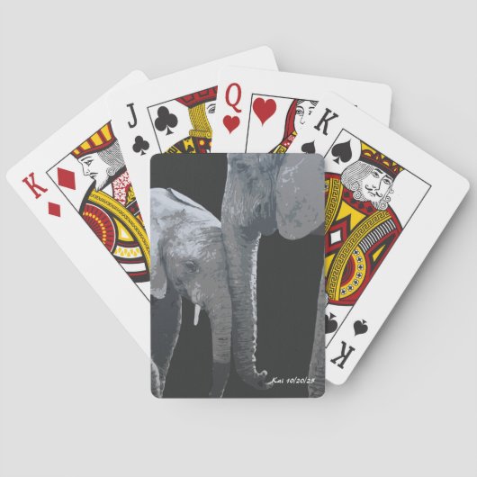 Liebe dich mehr, Original-Kunst Elefant Spielkarten (Rückseite)
